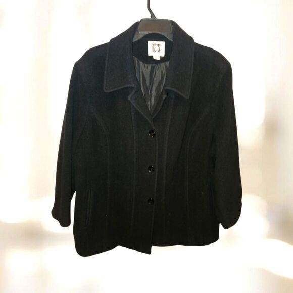 Anne klein wool pea coat black 3x - Picture 1 of 5
